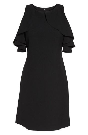 Women's Vince Camuto Cold Shoulder Crepe Shift Dress - Black