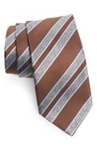 Men's Brioni Stripe Silk Tie, Size - Brown