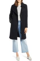 Women's Halogen Double Fold Collar Wool Blend Coat, Size - Black