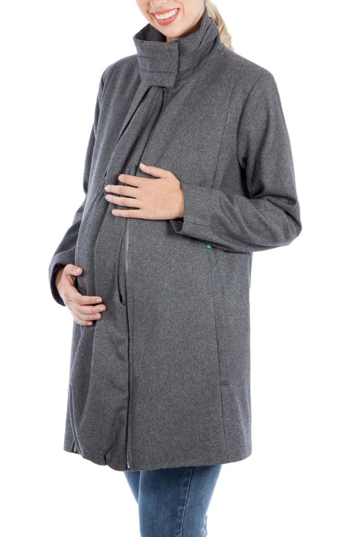 Women's Modern Eternity A-line Convertible 3-in-1 Maternity Swing Coat - Grey