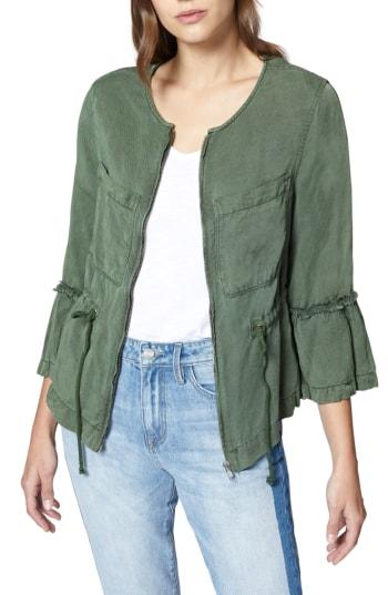 Women's Sanctuary Military Frill Peplum Jacket, Size - Green