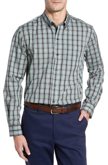Men's Cutter & Buck Davis Non-iron Plaid Sport Shirt, Size - Green