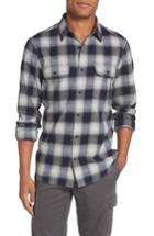 Men's Nordstrom Men's Shop Trucker Slim Fit Check Sport Shirt - Blue