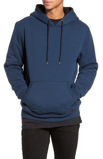 Men's O'neill Staple Faux Shearling Trim Hoodie - Blue