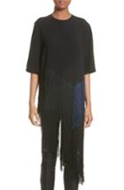 Women's Stella Mccartney Stretch Cady Fringe Top Us / 44 It - Black