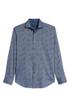 Men's Bugatchi Shaped Fit Paisley Stripe Sport Shirt - Blue