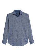 Men's Bugatchi Shaped Fit Paisley Stripe Sport Shirt - Blue