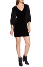 Women's 1.state Contrast Sleeve Velvet Dress, Size - Black