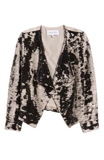 Women's Cupcakes And Cashmere Bellwood Sequin Drape Front Jacket - Beige