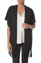 Women's Nydj Fringe Sweater Wrap /x-large - Black