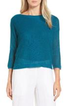 Women's Eileen Fisher Boxy Organic Linen Top, Size - Blue/green