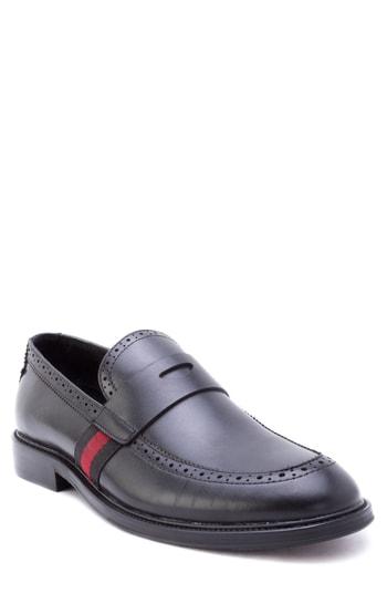 Men's Zanzara Hensel Brogued Penny Loafer M - Black
