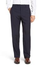 Men's Jb Britches Flat Front Plaid Wool Trousers R - Blue