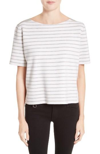 Women's Burberry River Piave Stripe Wool Blend Tee - Grey