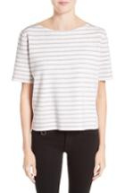 Women's Burberry River Piave Stripe Wool Blend Tee - Grey