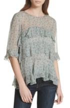 Women's Rebecca Taylor Vine Ruffle Silk Top - Green