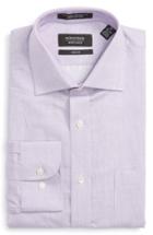 Men's Nordstrom Men's Shop Trim Fit Solid Linen & Cotton Dress Shirt .5 32/33 - Purple