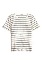 Women's J.crew Ribbed Stripe Tee With Ruffle Sleeves, Size - Ivory