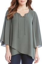 Women's Kaen Kane Flare Sleeve Faux Wrap Top - Green