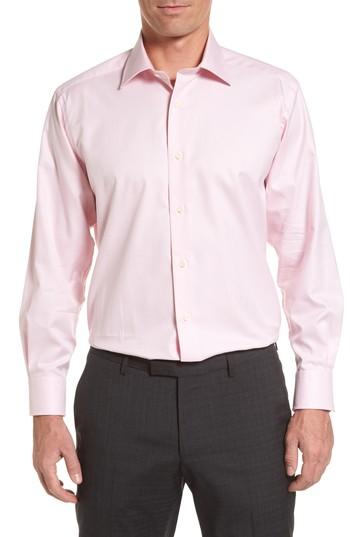 Men's David Donahue Regular Fit Houndstooth Dress Shirt - 34/35 - Pink