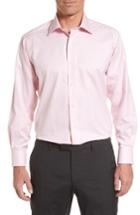 Men's David Donahue Regular Fit Houndstooth Dress Shirt - 34/35 - Pink