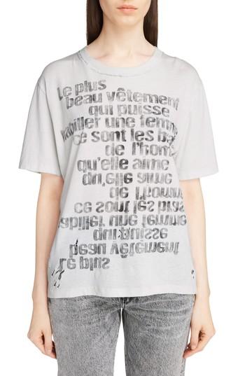 Women's Saint Laurent Quote Graphic Boyfriend Tee - Grey