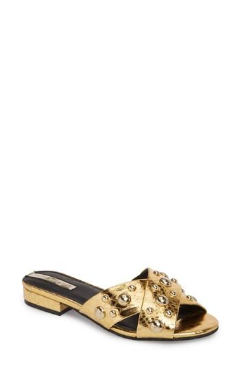 Women's Kenneth Cole New York Verna Studded Slide Sandal M - Metallic