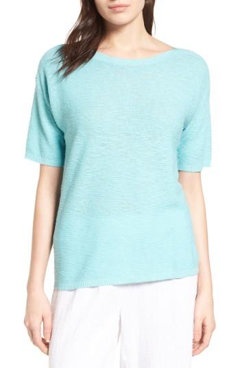 Women's Eileen Fisher Organic Linen & Cotton Knit Pullover - Blue/green