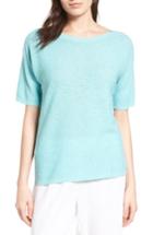 Women's Eileen Fisher Organic Linen & Cotton Knit Pullover - Blue/green