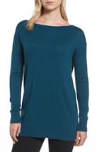 Petite Women's Halogen Boatneck Tunic Sweater P - Blue/green