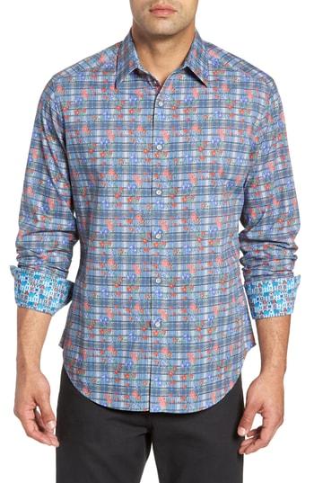 Men's Robert Graham Danielson Classic Fit Sport Shirt - Blue