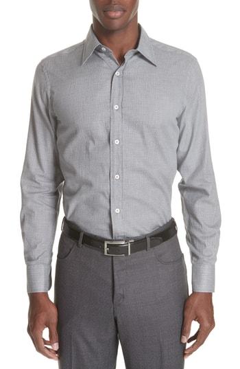 Men's Canali Classic Fit Geometric Dress Shirt - Grey