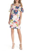 Women's Trina Trina Turk Windsor Cold Shoulder Ruffle Shift Dress - White