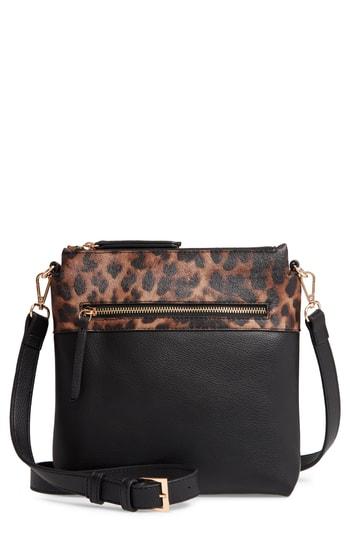 Sondra Roberts Colorblock Faux Leather Crossbody Bag - Black