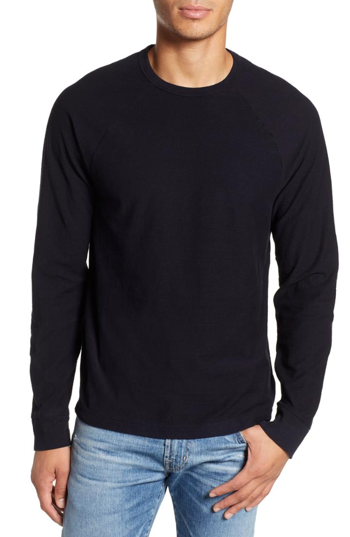 Men's James Perse Microstripe Long Sleeve Raglan T-shirt - Blue