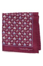 Men's Salvatore Ferragamo Elephant Print Silk Pocket Square, Size - Purple