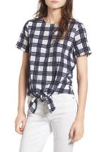 Women's Madewell Plaid Tie Front Blouse