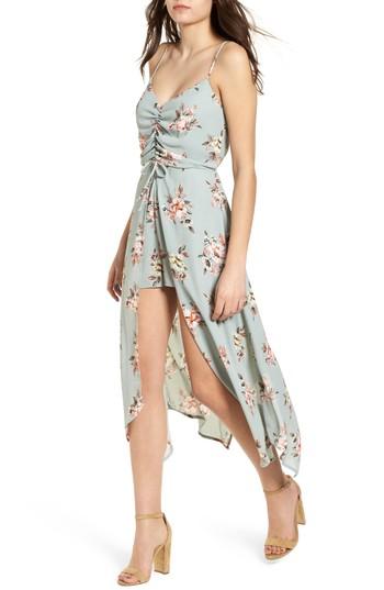 Women's Row A Floral Midi Romper - Green