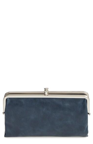 Women's Hobo 'lauren' Leather Double Frame Clutch - Blue