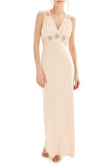 Women's Topshop Bride Embroidered Silk Gown Us (fits Like 0) - Beige