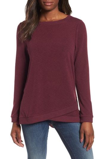Women's Everleigh Crossover Hem Sweatshirt - Burgundy