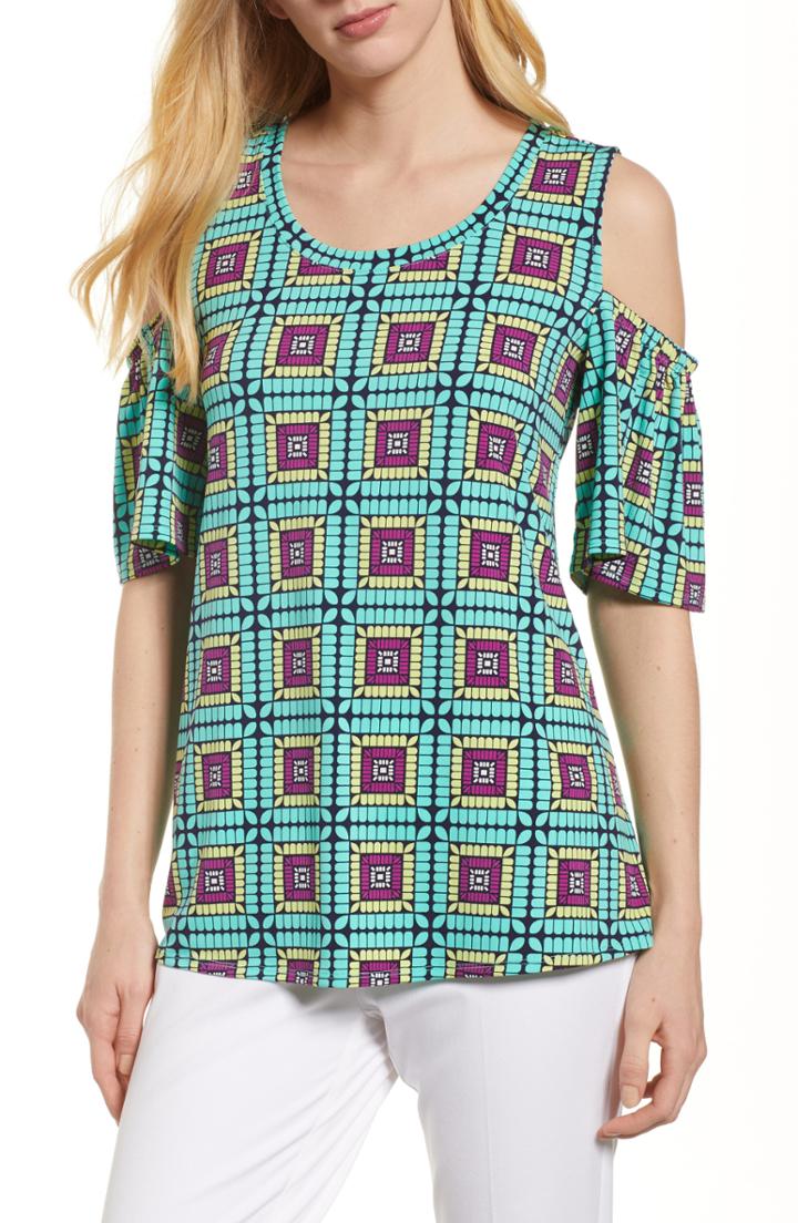 Women's Chaus Plaza Tile Cold Shoulder Top