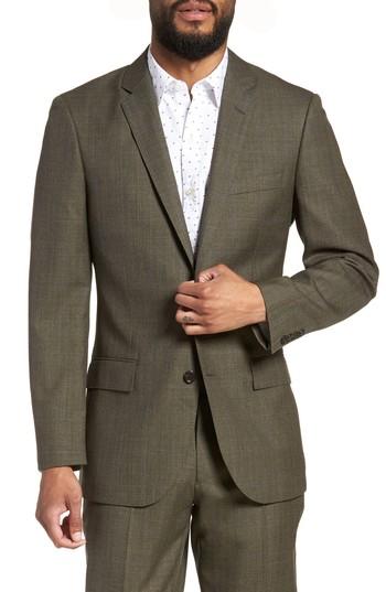 Men's J.crew Ludlow Trim Fit Herringbone Wool Sport Coat R - Green