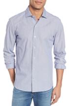 Men's Culturata Slim Fit Crinkle Stripe Sport Shirt, Size - Blue