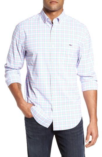 Men's Vineyard Vines Gulf Shore Tucker Classic Fit Gingham Sport Shirt - Coral
