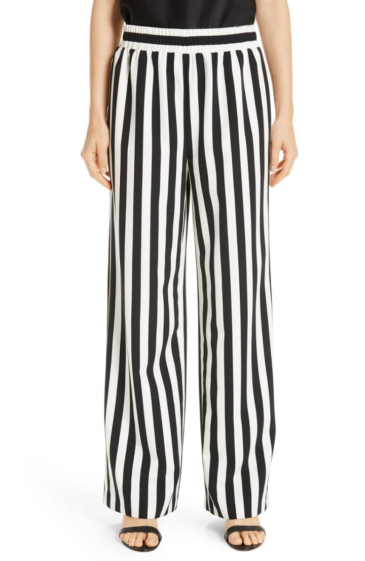 Women's Alice + Olivia Benny Stripe Wide Leg Pants - Black