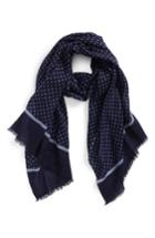 Men's Calibrate Polka Dot Wool Scarf, Size - Blue