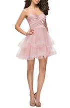 Women's La Femme Tiered Tulle Minidress - Pink