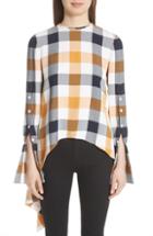 Women's Monse Gingham Ruffle Back Blouse - Yellow