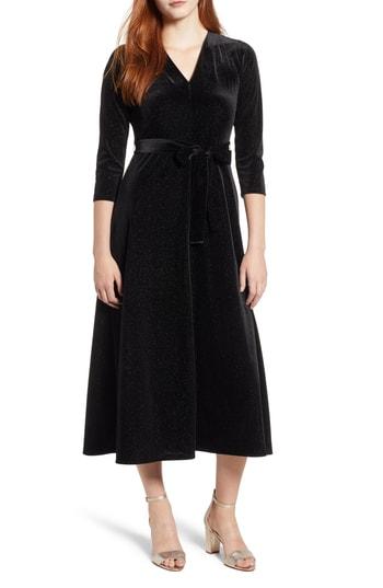 Women's Chaus Tie Waist Sparkle Midi Dress - Metallic
